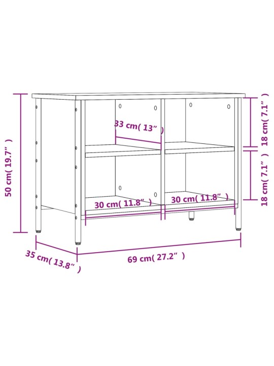 Kenkäkaappi musta 69x35x50 cm tekninen puu