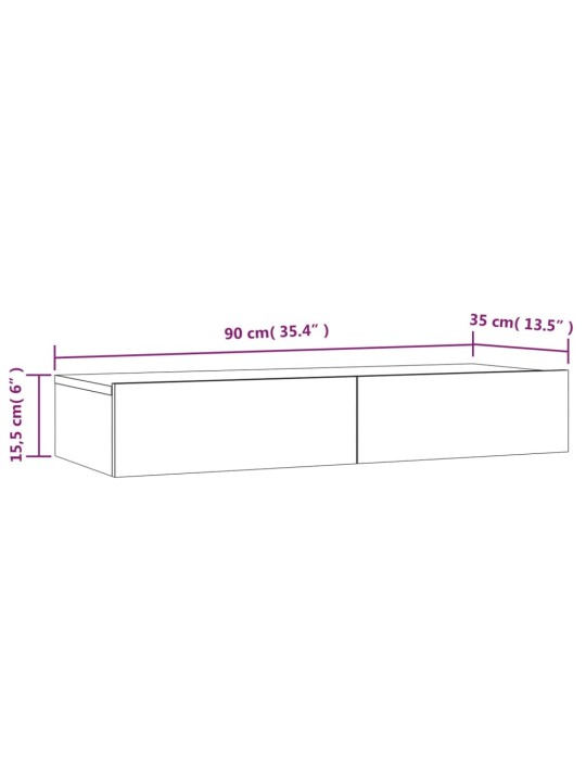 TV-taso LED-valoilla betoninharmaa 90x35x15,5