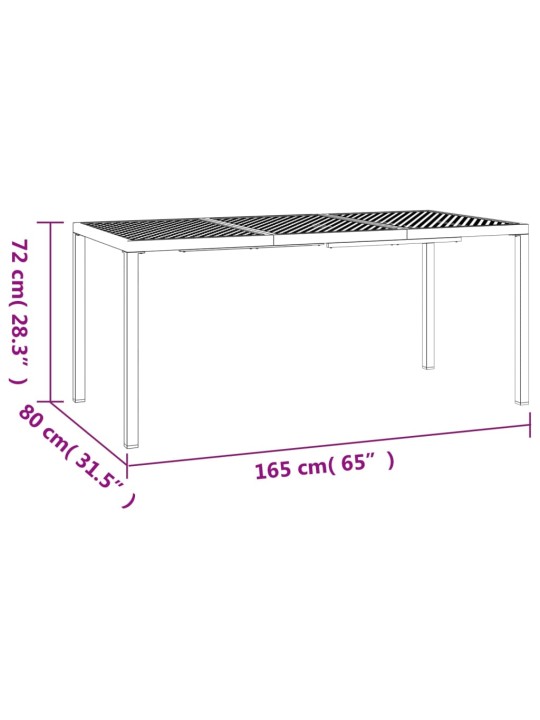 Puutarhapöytä antrasiitti 165x80x72 cm teräs