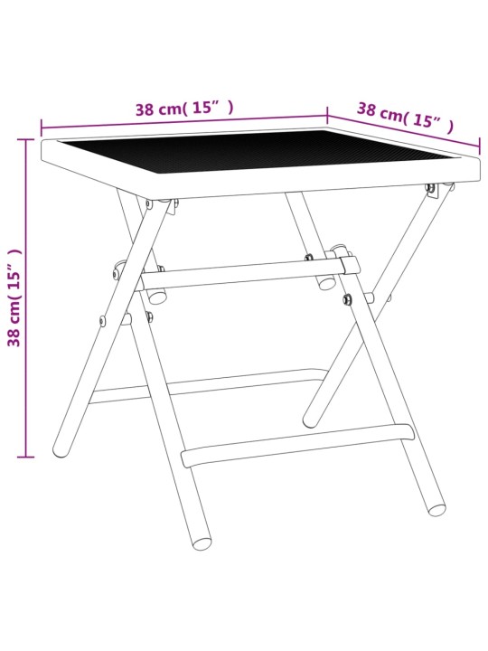 Taitettava puutarhapöytä antrasiitti 38x38x38 cm teräsverkko