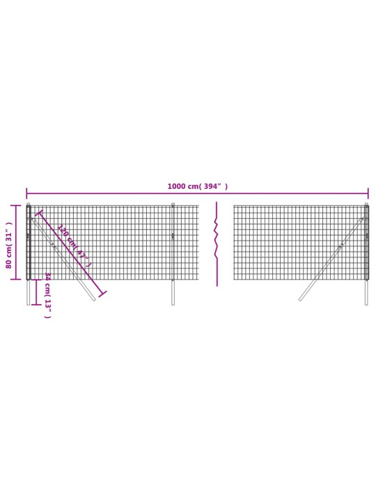 Verkkoaita vihreä 0,8x10 m galvanoitu teräs