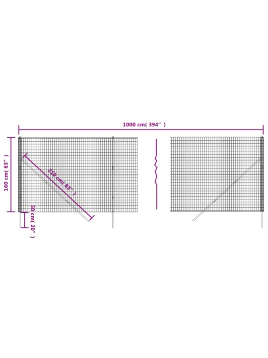 Verkkoaita vihreä 1,6x10 m galvanoitu teräs