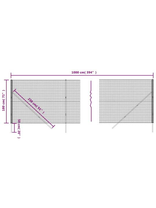 Verkkoaita vihreä 1,8x10 m galvanoitu teräs