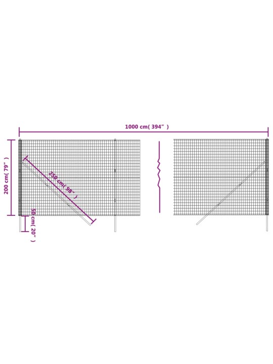 Verkkoaita vihreä 2x10 m galvanoitu teräs