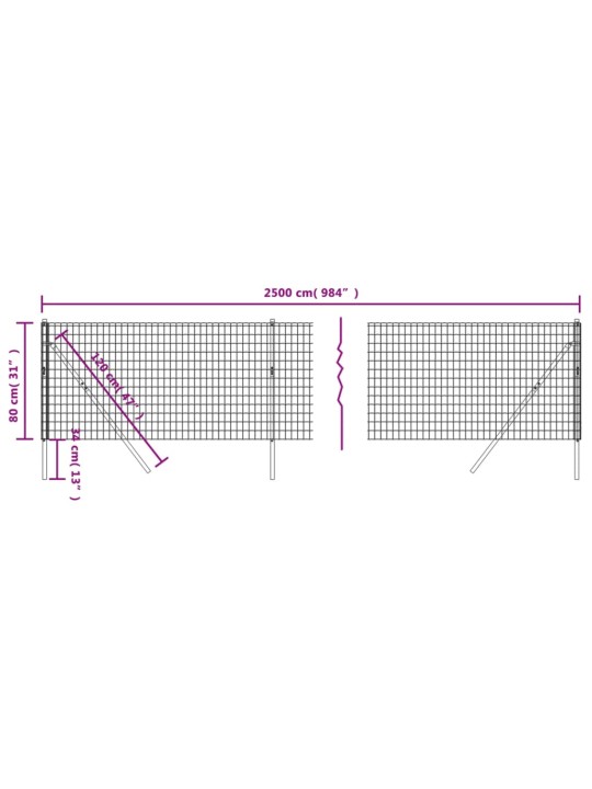 Verkkoaita vihreä 0,8x25 m galvanoitu teräs