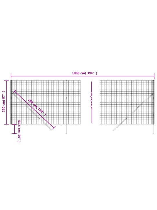 Verkkoaita vihreä 2,2x10 m galvanoitu teräs