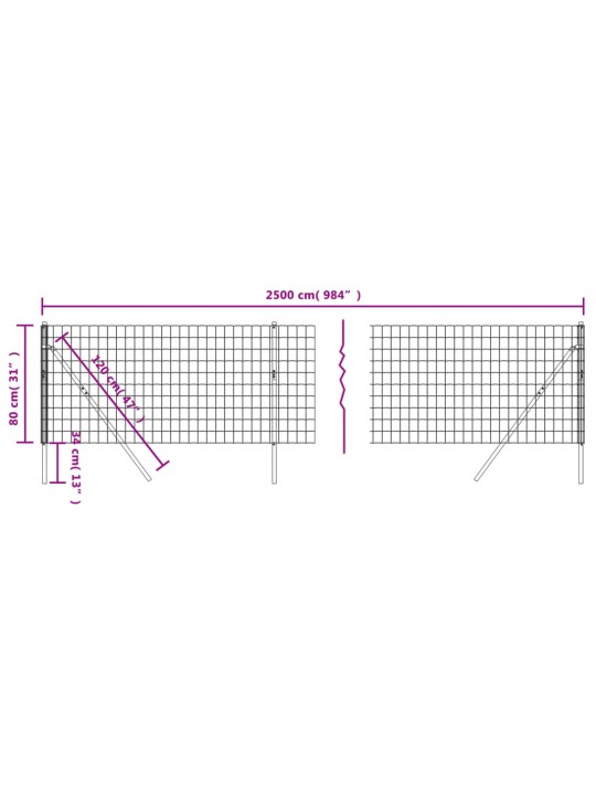 Verkkoaita vihreä 0,8x25 m galvanoitu teräs