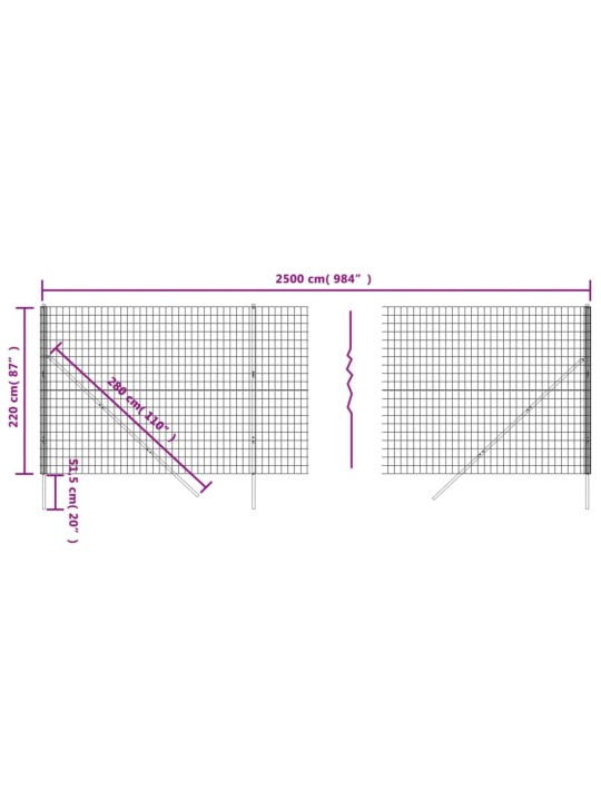 Verkkoaita vihreä 2,2x25 m galvanoitu teräs