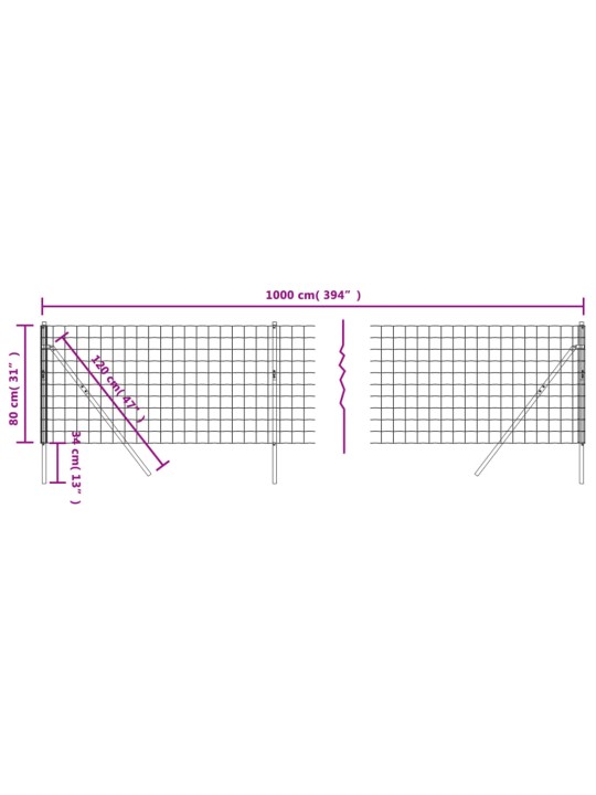 Verkkoaita vihreä 0,8x10 m galvanoitu teräs