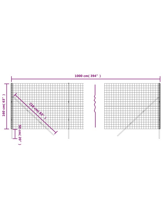 Verkkoaita vihreä 1,6x10 m galvanoitu teräs