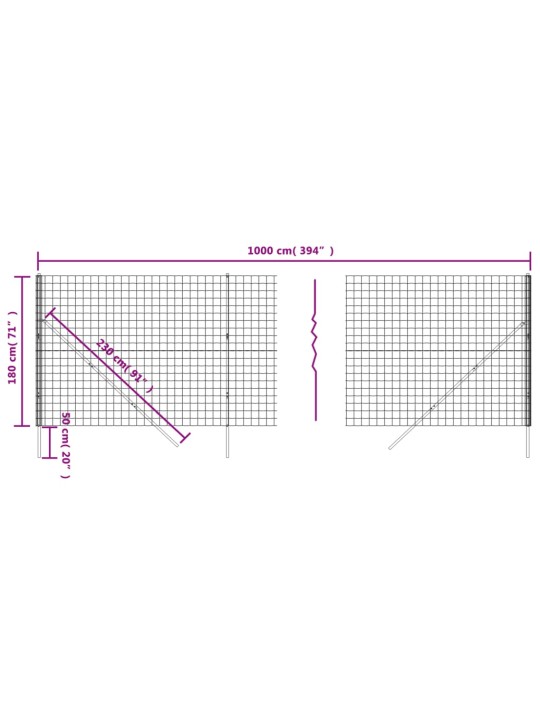 Verkkoaita vihreä 1,8x10 m galvanoitu teräs