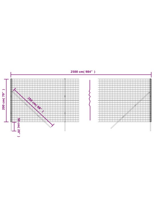Verkkoaita antrasiitti 2x25 m galvanoitu teräs
