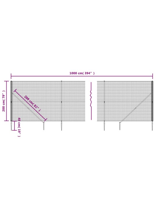 Verkkoaita maapiikeillä antrasiitti 2x10 m