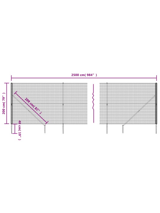 Verkkoaita maapiikeillä antrasiitti 2x25 m