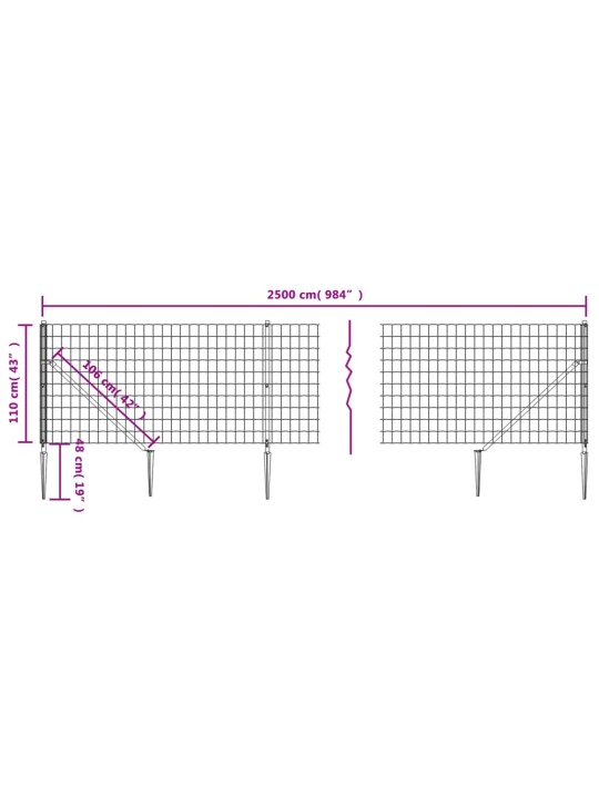 Verkkoaita maapiikeillä antrasiitti 1,1x25 m