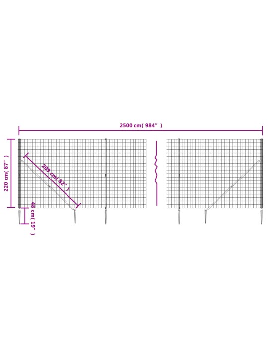 Verkkoaita maapiikeillä antrasiitti 2,2x25 m