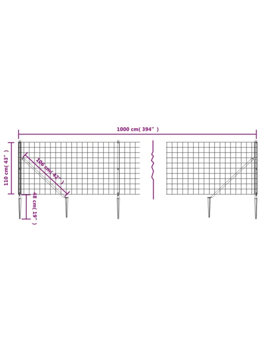 Verkkoaita maapiikeillä antrasiitti 1,1x10 m