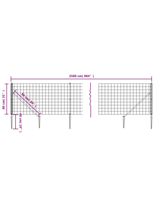 Verkkoaita maapiikeillä antrasiitti 0,8x25 m