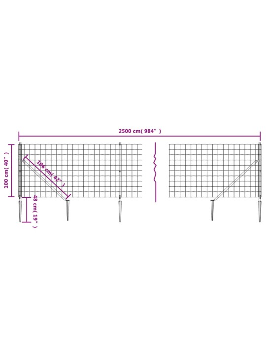 Verkkoaita maapiikeillä antrasiitti 1x25 m