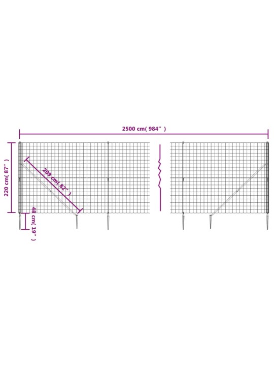 Verkkoaita maapiikeillä antrasiitti 2,2x25 m