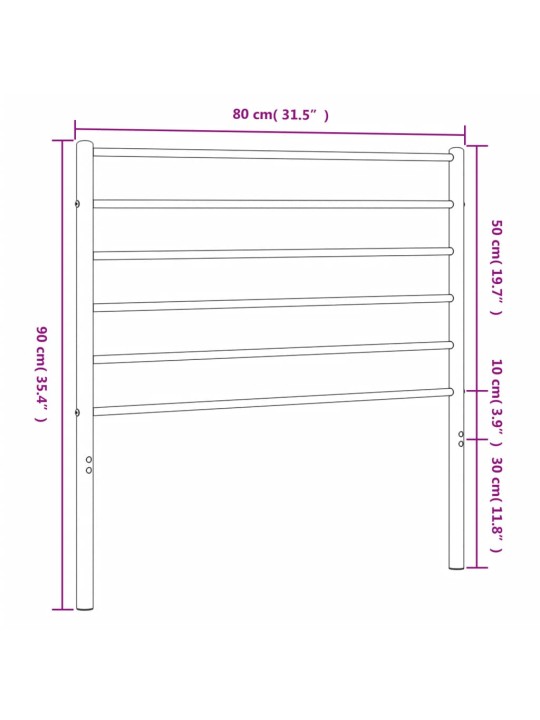 Metallinen sängynpääty musta 75 cm