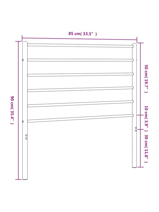 Metallinen sängynpääty musta 80 cm