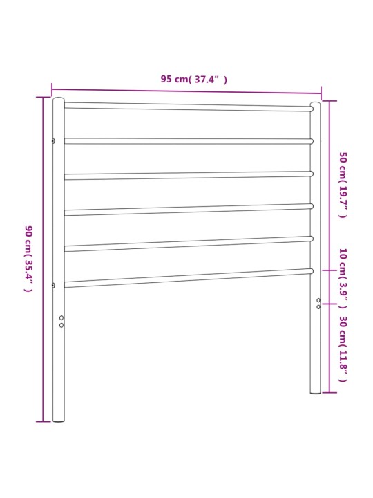 Metallinen sängynpääty musta 90 cm