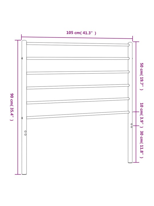 Metallinen sängynpääty musta 100 cm