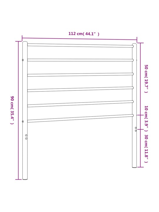 Metallinen sängynpääty musta 107 cm