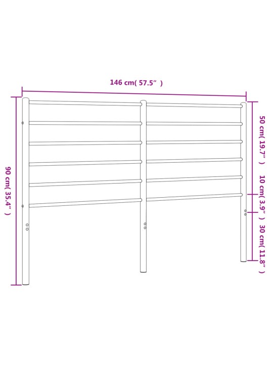 Metallinen sängynpääty musta 140 cm