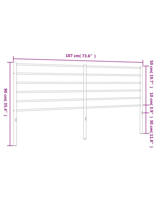 Metallinen sängynpääty musta 180 cm