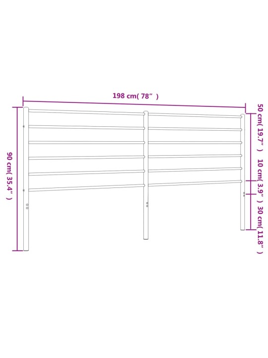 Metallinen sängynpääty musta 193 cm