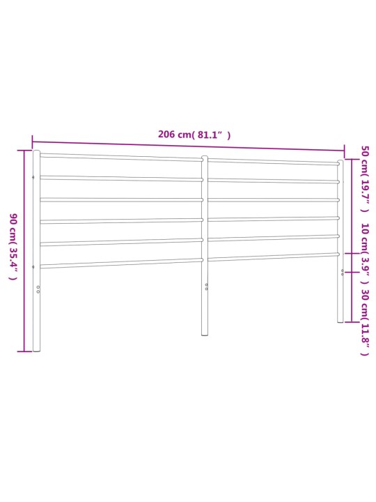 Metallinen sängynpääty musta 200 cm