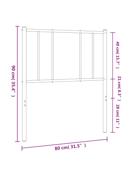 Metallinen sängynpääty musta 75 cm