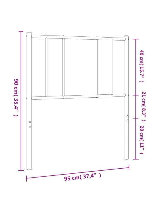 Metallinen sängynpääty musta 90 cm