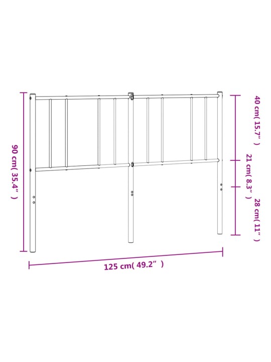 Metallinen sängynpääty musta 120 cm