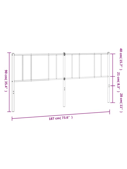 Metallinen sängynpääty musta 180 cm