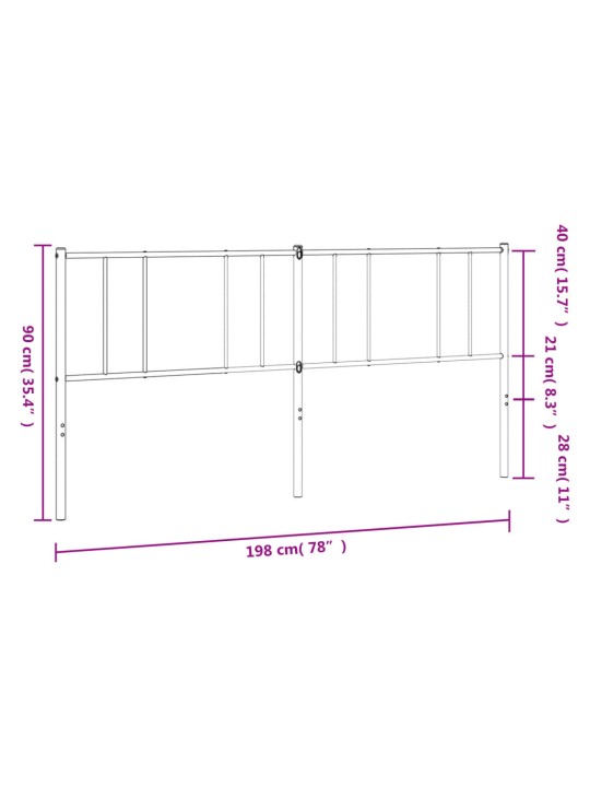 Metallinen sängynpääty musta 193 cm