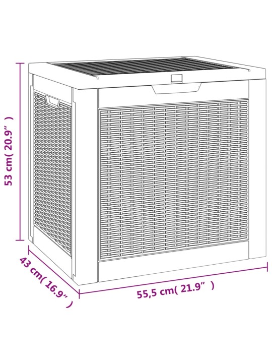 Puutarhan varastoarkku musta 55,5x43x53 cm polypropeeni