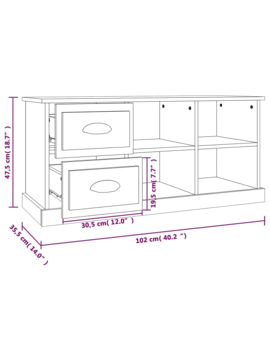 TV-taso musta 102x35,5x47,5 cm tekninen puu