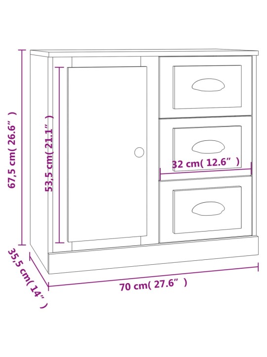 Senkki betoninharmaa 70x35,5x67,5 cm tekninen puu