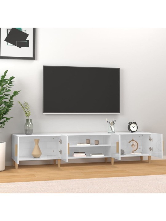 Tv-taso korkeakiilto valkoinen 180x31,5x40 cm tekninen puu