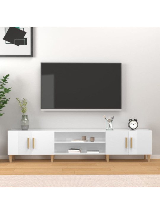 Tv-taso korkeakiilto valkoinen 180x31,5x40 cm tekninen puu