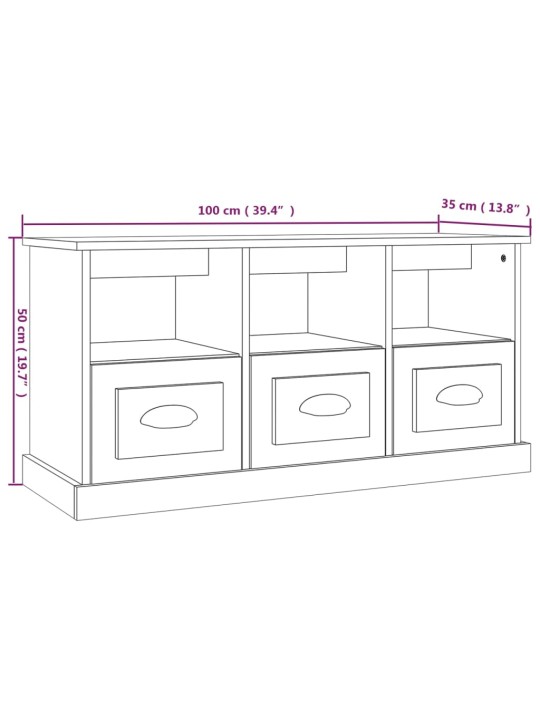 TV-taso musta 100x35x50 cm tekninen puu