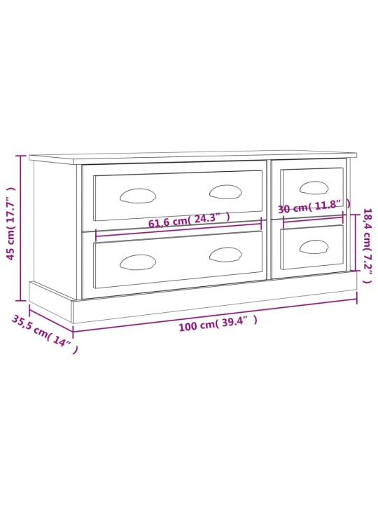 TV-taso Sonoma-tammi 100x35,5x45 cm tekninen puu