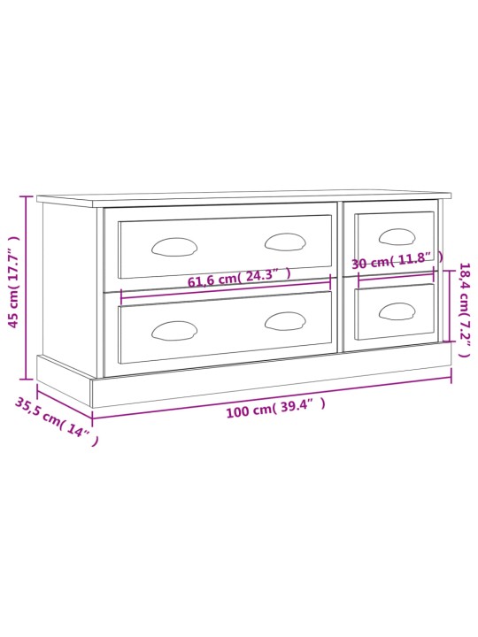 TV-taso harmaa Sonoma 100x35,5x45 cm tekninen puu