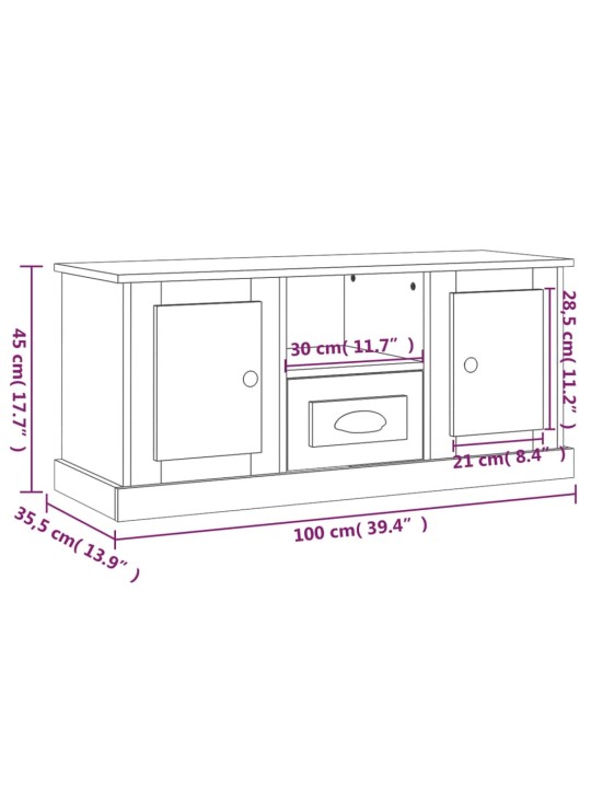 TV-taso Sonoma-tammi 100x35,5x45 cm tekninen puu