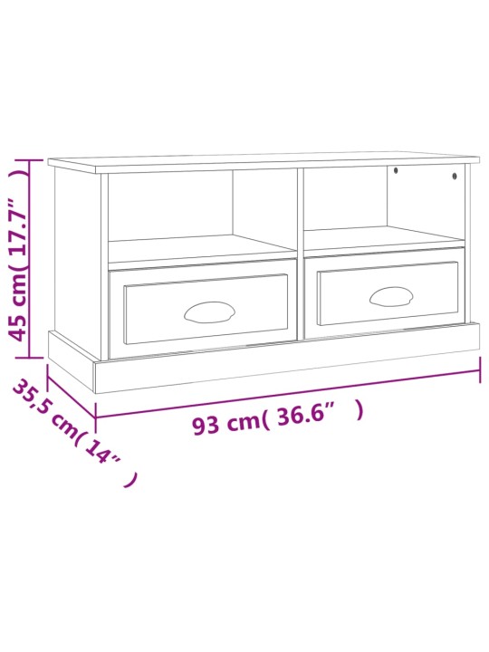 TV-taso musta 93x35,5x45 cm tekninen puu