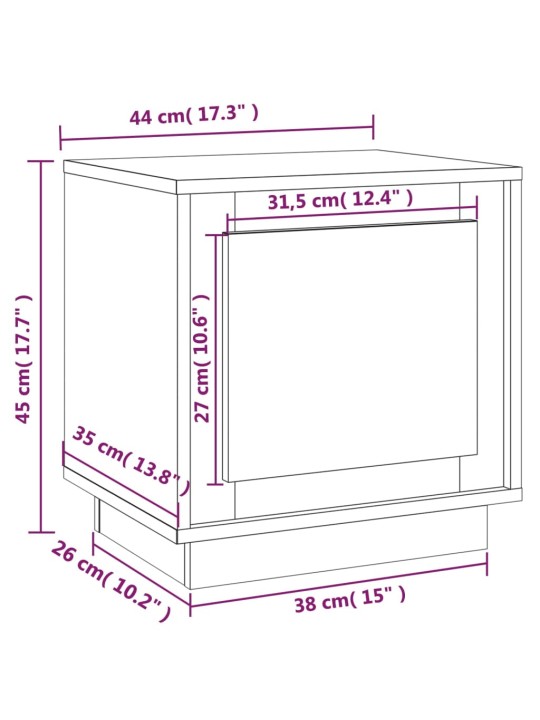 Yöpöydät 2 kpl musta 44x35x45 cm tekninen puu