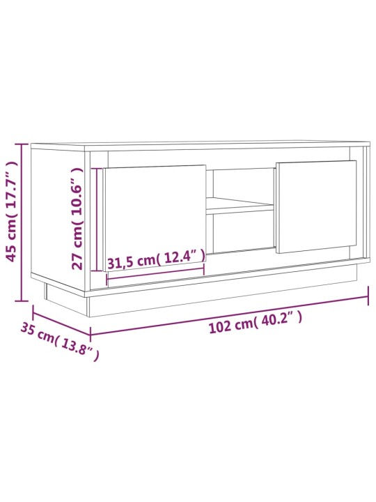 TV-taso musta 102x35x45 cm tekninen puu